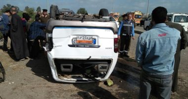 إصابة 13 شخصًا فى حادث انقلاب ميكروباص على طريق المحلة طنطا