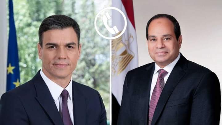 السيسي ورئيس حكومة إسبانيا يبحثان تطورات الأوضاع في قطاع غزة