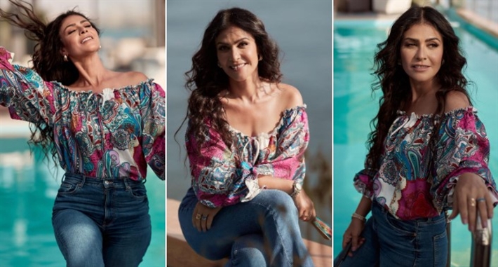 الفنانة بسمة تُشارك جمهورها بجلسة تصوير كاجوال في حمام السباحة