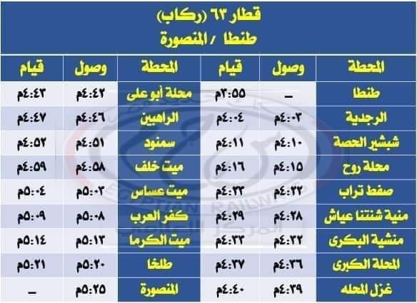 السكة الحديد : تعديل مواعيد بعض القطارات على بعض الخطوط تزامناً مع بداية شهر رمضان