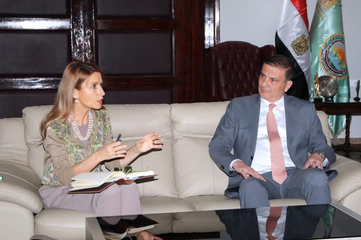 وزير الزراعة يبحث مع مديرة مكتب اليونسكو وممثل الفاو تطوير المتحف الزراعي وحديقة الأسماك