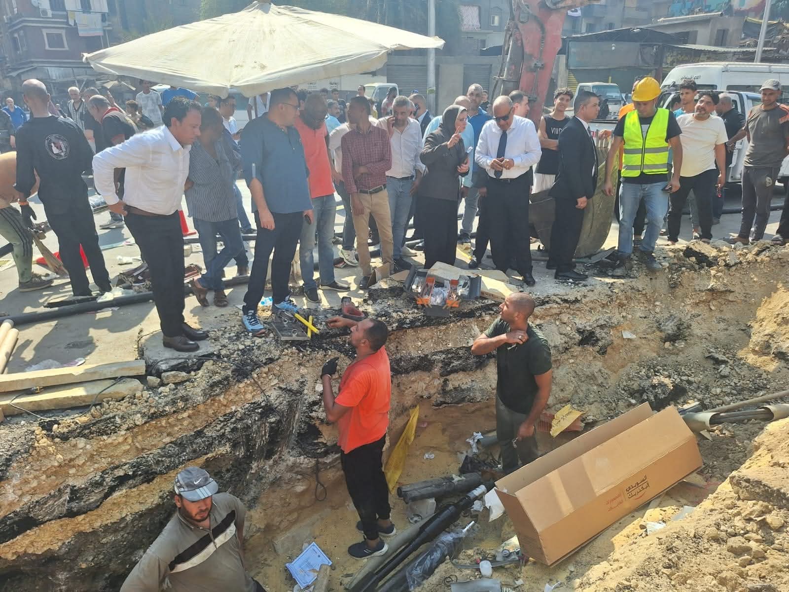 وزير الكهرباء يتفقد موقع إصلاح عطل الكابل الأرضي بمحافظة الجيزة