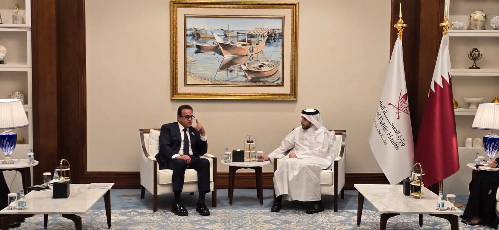 عبدالغفار يبحث مع وزير الصحة القطري دعم القطاع الصحي في غزة
