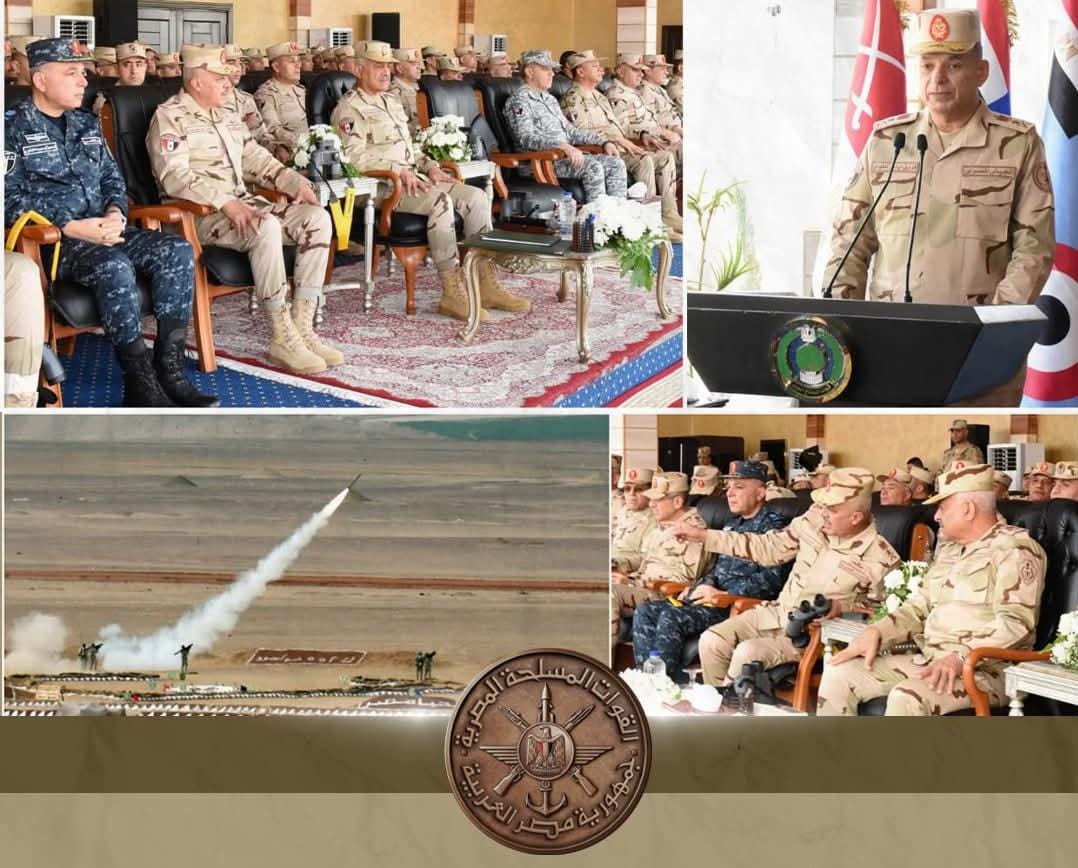 القائد العام للقوات المسلحة وزير الدفاع والإنتاج الحربى يشهد تنفيذ المرحلة الرئيسية للرماية الصاروخية لقوات الدفاع الجوى