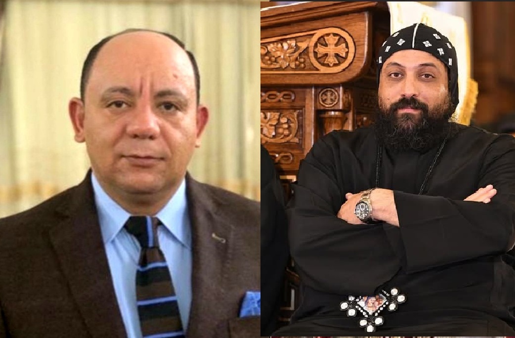 تهنئة من رجل الاعمال صفوت عبده نصيف الانبا اثناسيوس الأسقف العام لكنائيس حدائق القبة بمناسبة عيد القيامة المجيد