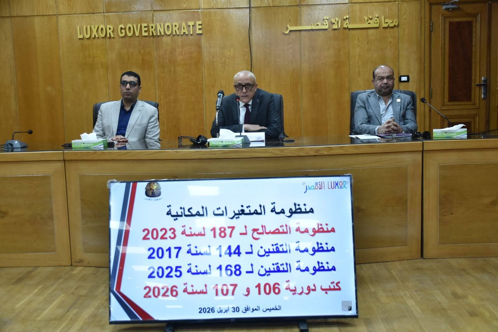 محافظ الأقصر يتابع منظومة المتغيرات المكانية وملفات التصالح والتقنين في اجتماع موسع