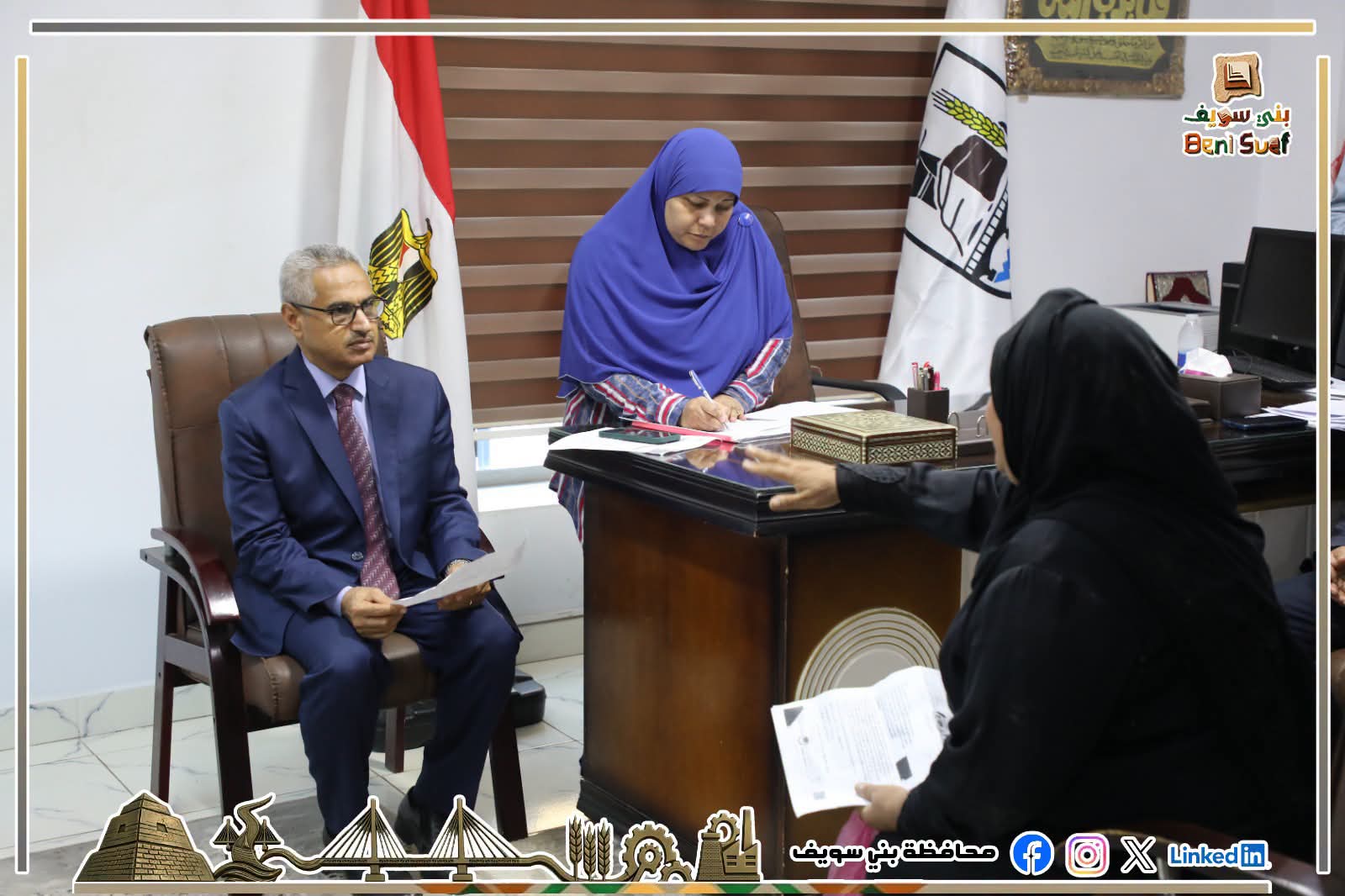 محافظ بني سويف يستمع لشكاوى أهالي ببا ويوجه بسرعة بحثها واتخاذ الإجراءات اللازمة