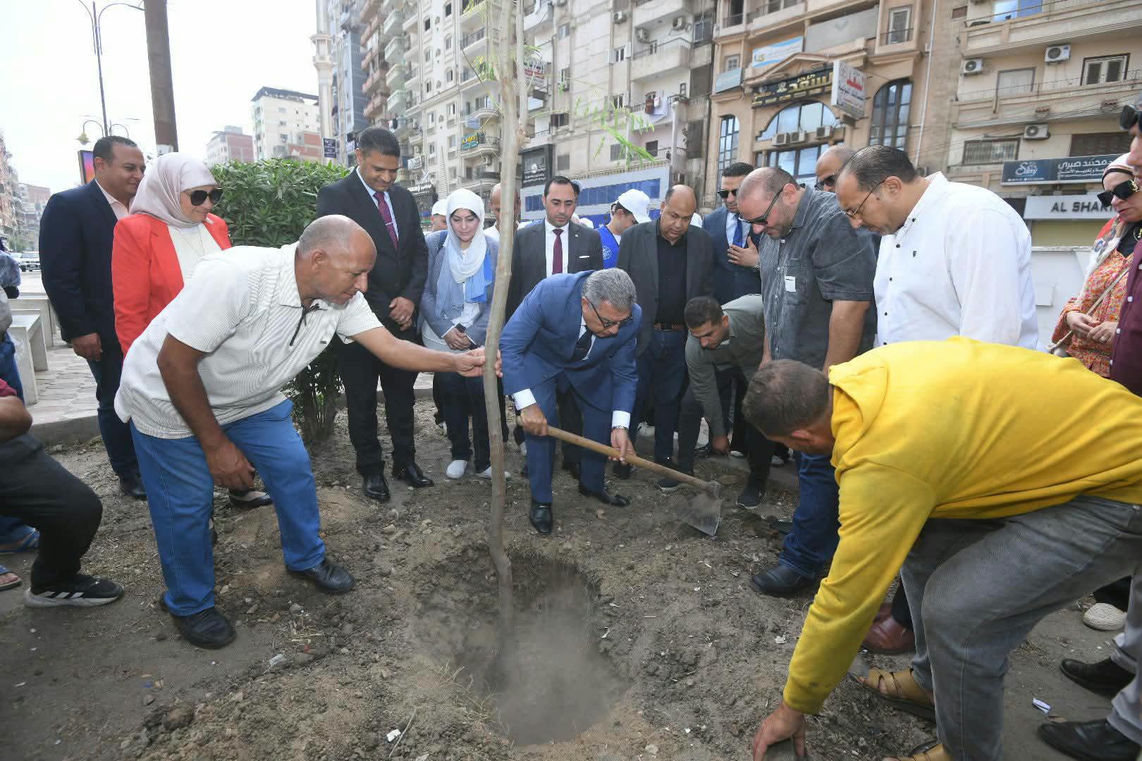 مبادرات خضراء بالدقهلية: محافظ الدقهلية يزرع شجرة بشارع قناة السويس ضمن مبادرة 